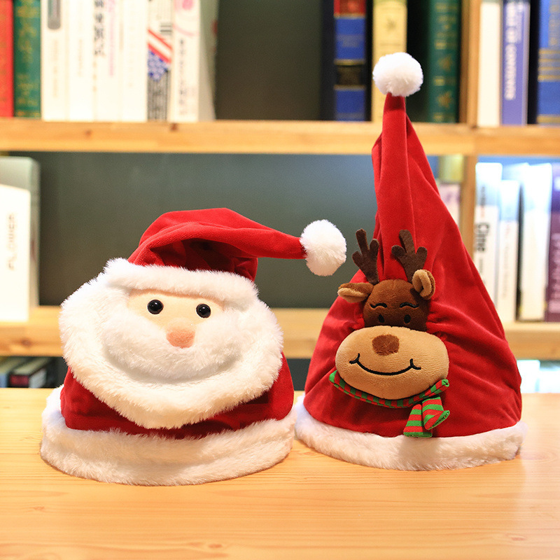 Cross-Border Santa Claus Elk Hat Glowing Singing Doll Plush Toys Will Move Christmas Eve Christmas Gift