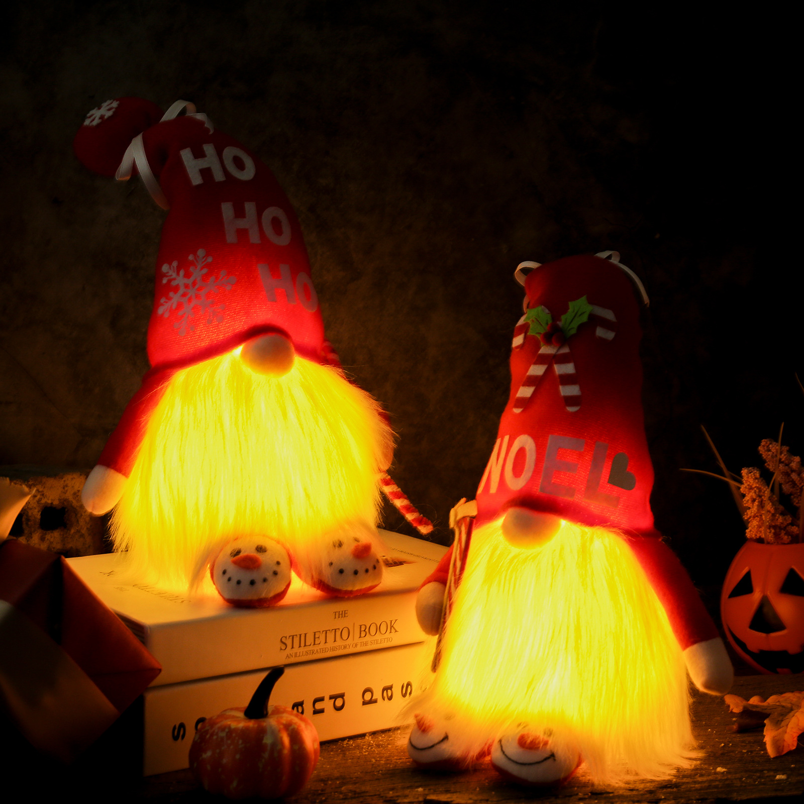 2021 Cross-Border New Arrival Christmas Glowing Faceless Doll Dwarf Doll Rudolf Red Long Hat Doll Decoration