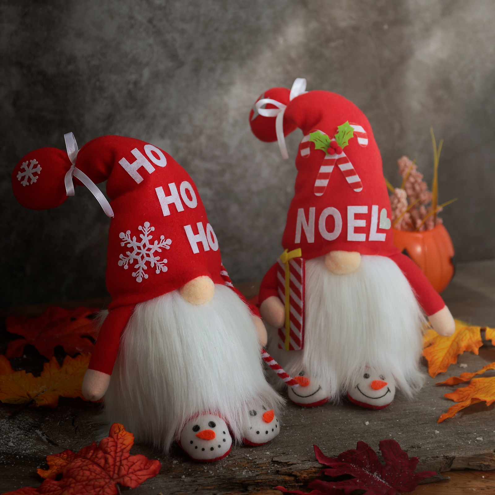 2021 Cross-Border New Arrival Christmas Glowing Faceless Doll Dwarf Doll Rudolf Red Long Hat Doll Decoration