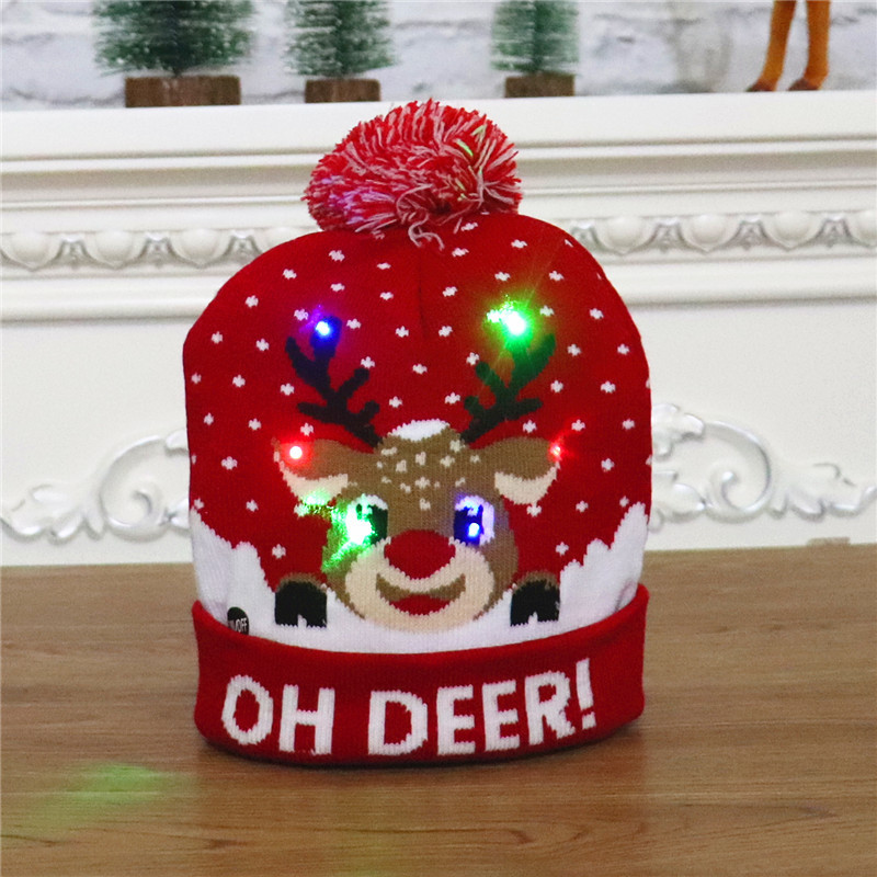 Children Knitted Christmas Hat Colorful Luminous Knitted Hat High-End Christmas Hat for the Elderly Glowing hat