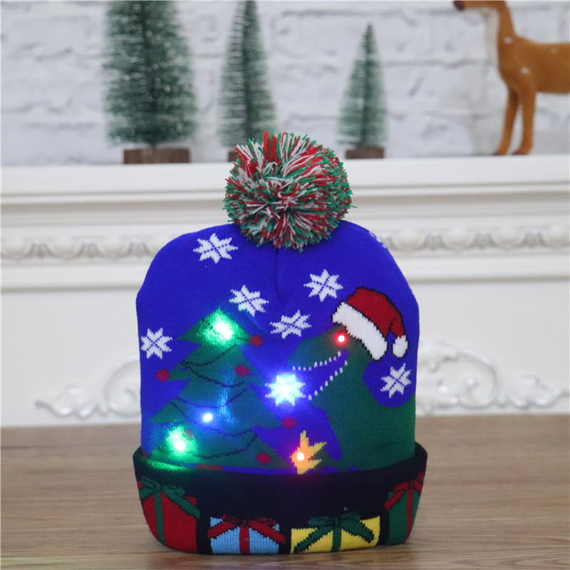 Children Knitted Christmas Hat Colorful Luminous Knitted Hat High-End Christmas Hat for the Elderly Glowing hat