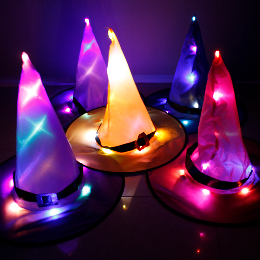  Glowing Witch Hat Ghost Festival with Lights Party Decoration Props Led Witch Hat Magician Wizard&#039;s Hat Glowing hat