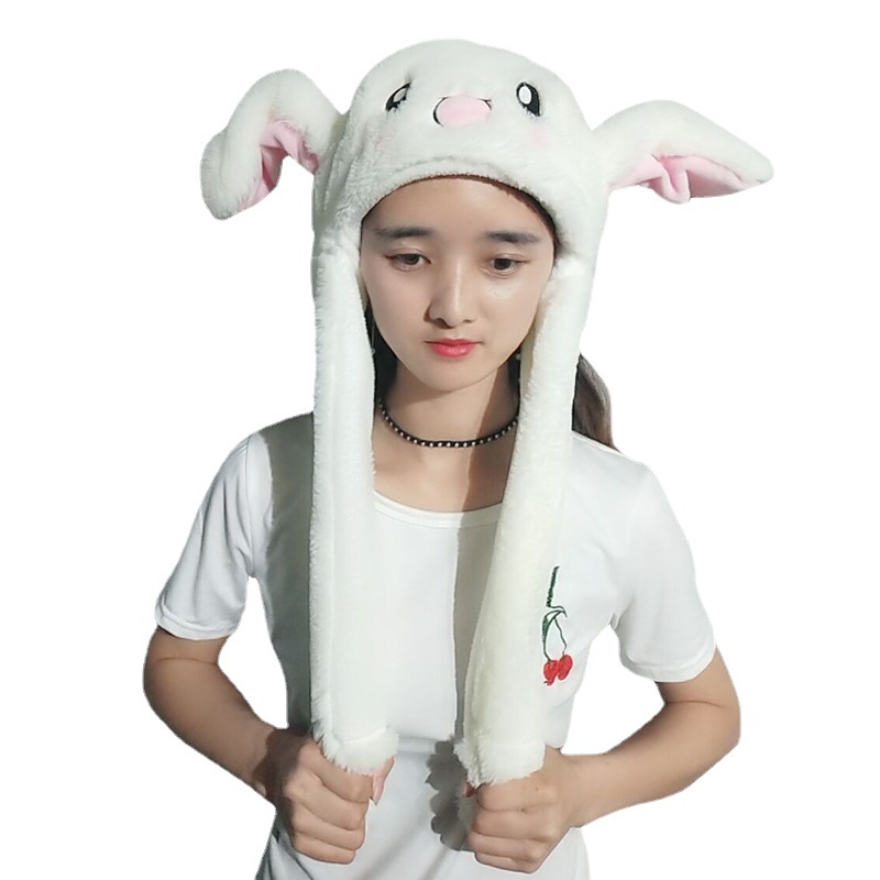 Glowing hat  Ears Rabbit Hat Luminous Colored Lights Autumn and Winter Plush Will Move Rabbit Ears Funny Airbag Cap