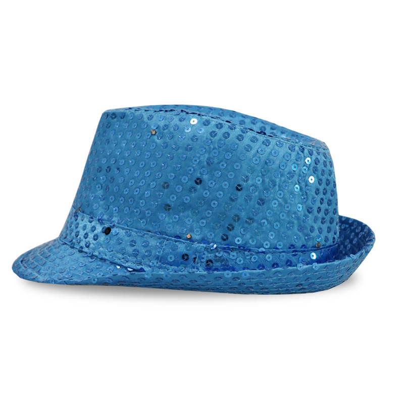 Glowing hat In Stock Wholesale Luminous Fedora Hat Stage Props Flash Cowboy Hat Sequins Hat with Logo