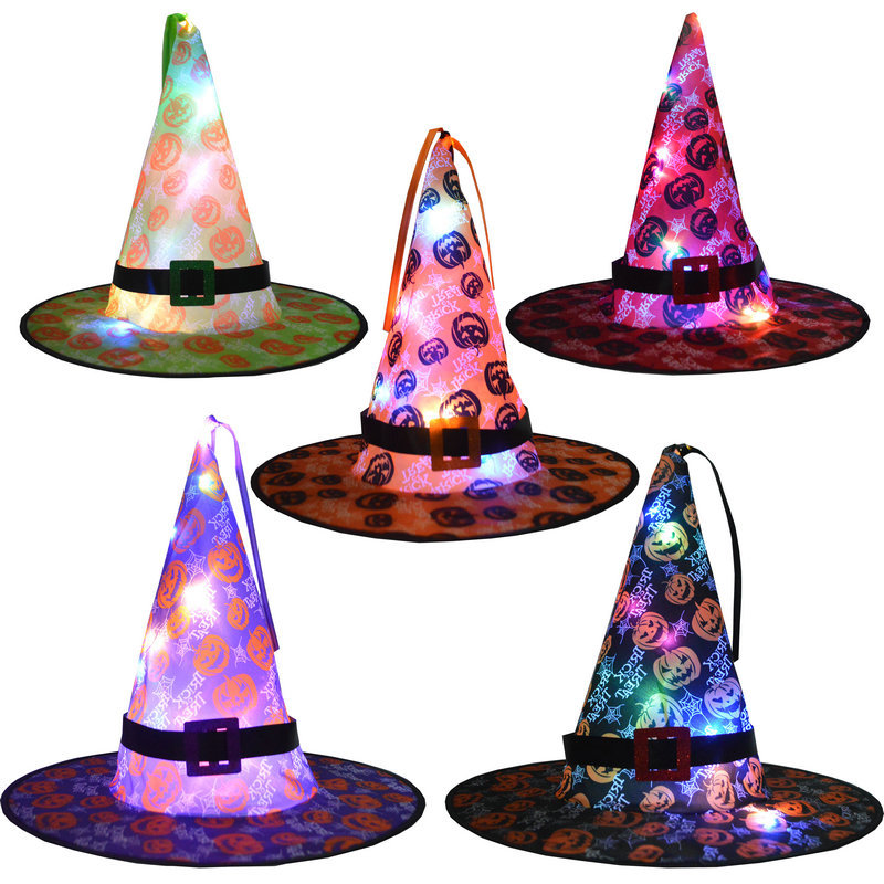 Halloween Hat Ghost Festival Party Headdress Pendant Led Luminous Witch Hat Wizard Witch Hat Wizard Hat Glowing hat