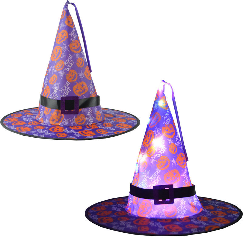 Halloween Hat Ghost Festival Party Headdress Pendant Led Luminous Witch Hat Wizard Witch Hat Wizard Hat Glowing hat