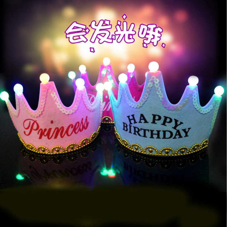  Full-Year Luminous Hat LED Flash Crown Birthday Hat Children Birthday Hat Party Supplies Wholesale Glowing hat