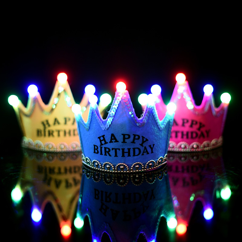 Glowing hat  Birthday Party Decoration Supplies Creative Prince Princess Luminous Crown Hat Special Offer Free Shipping