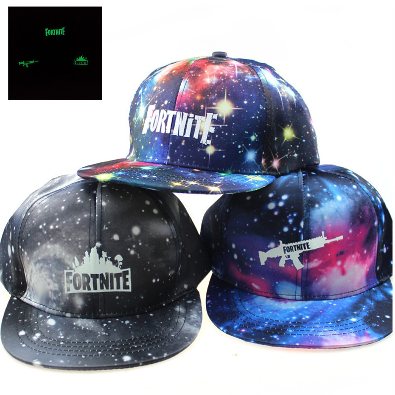 Glowing hat Sky Fortnite Flat Brim Hat Men and Women Fashion Unique Street Dancing Fluorescent Cap Luminous Baseball Cap