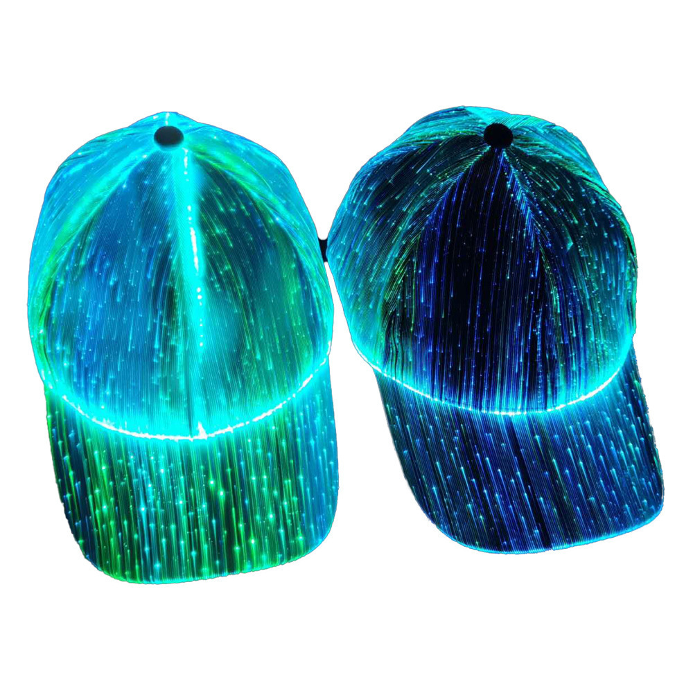 Sale New LED Optical Fiber Luminous Cap Bar Disco Luminous Baseball Cap Hip Hop Couple Flash Cap Glowing hat