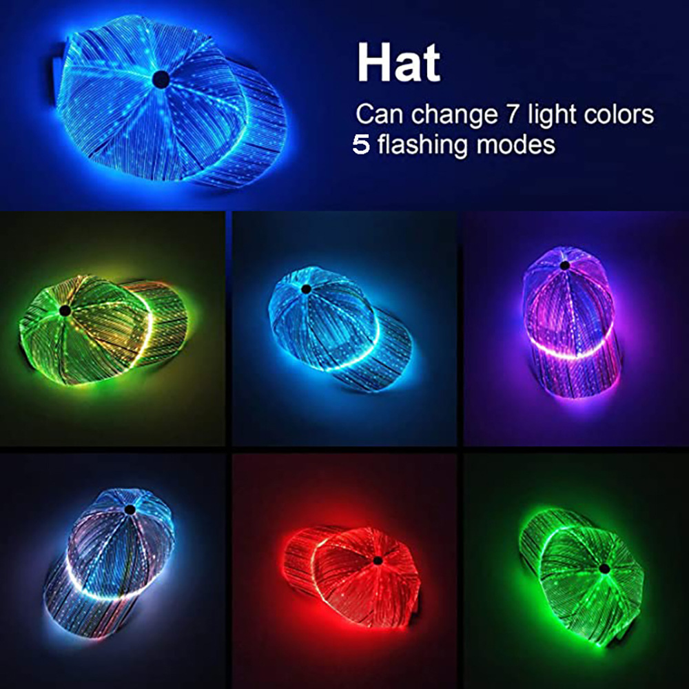 Sale New LED Optical Fiber Luminous Cap Bar Disco Luminous Baseball Cap Hip Hop Couple Flash Cap Glowing hat