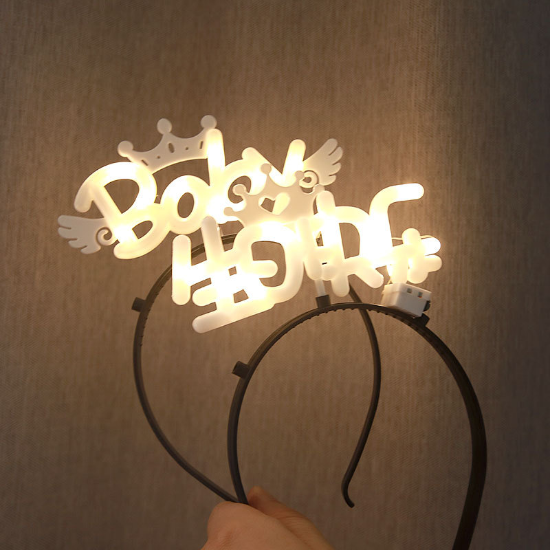 Xiaohongshu Same Style Birthday Hat Led Glowing Headdress Baby Happy Birthday Headband Luminous Birthday Hat