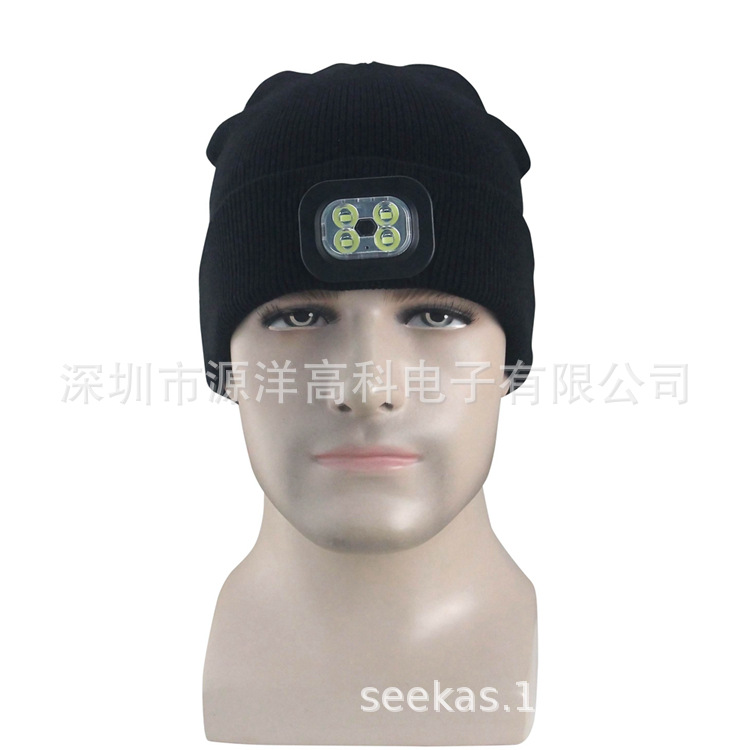  Cap Lithium Battery LED Headlight Cap Luminous Knitted Hat Ultra-Far Irradiation Distance Spot Private Model Glowing ha