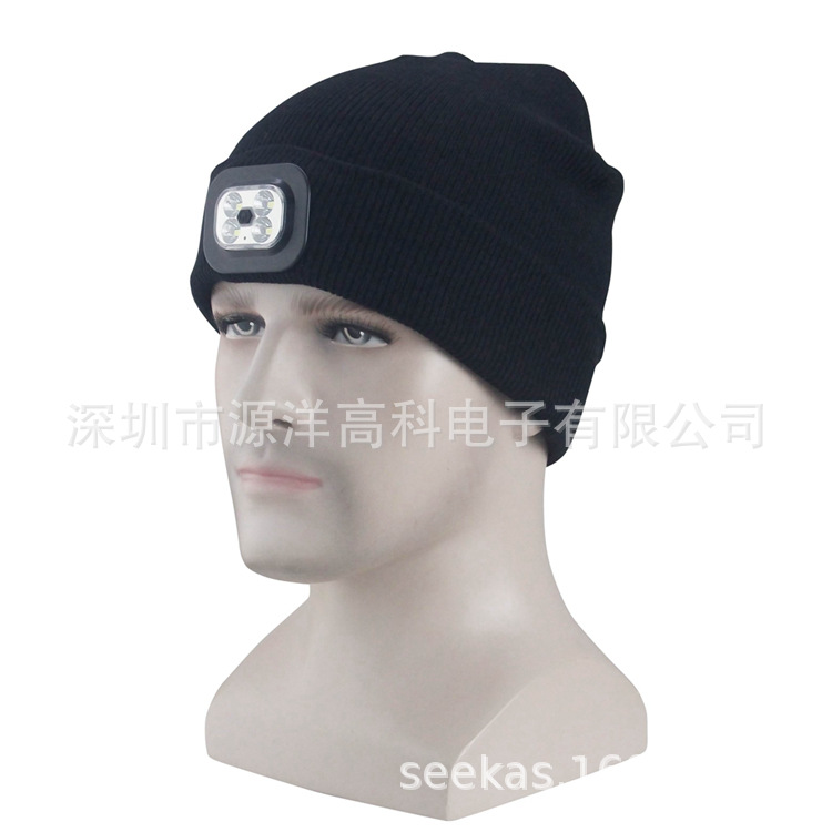  Cap Lithium Battery LED Headlight Cap Luminous Knitted Hat Ultra-Far Irradiation Distance Spot Private Model Glowing ha