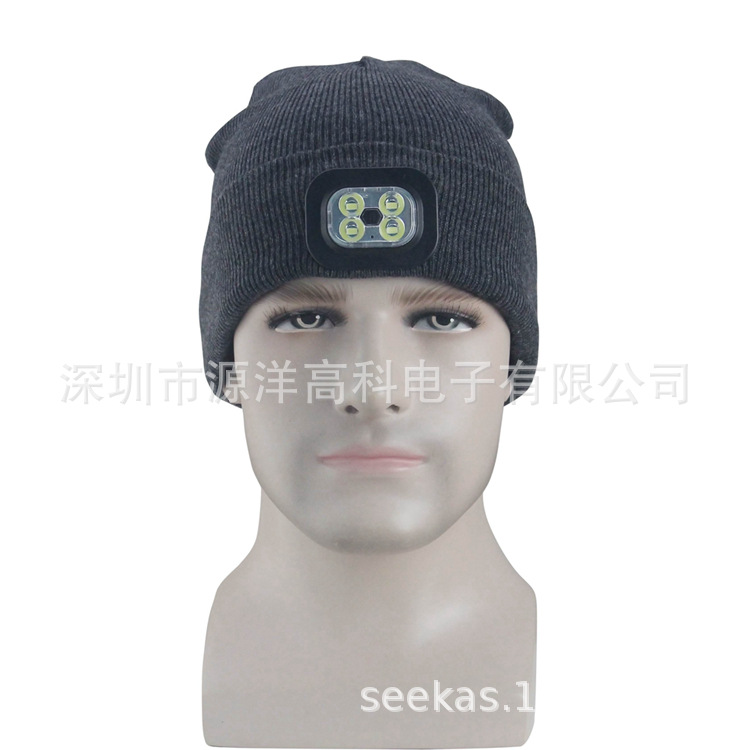  Cap Lithium Battery LED Headlight Cap Luminous Knitted Hat Ultra-Far Irradiation Distance Spot Private Model Glowing ha
