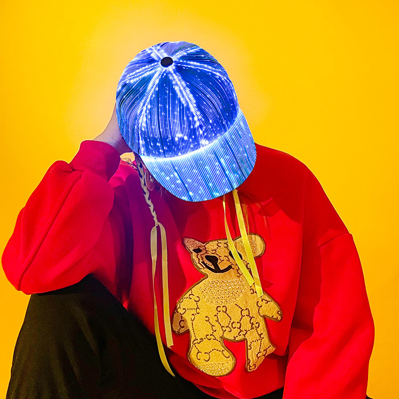  Light-Emitting Peaked Cap Nightclub Disco Concert Optical Fiber Hat Light-Emitting Support Baseball Cap Glowing hat