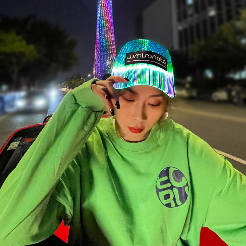  Light-Emitting Peaked Cap Nightclub Disco Concert Optical Fiber Hat Light-Emitting Support Baseball Cap Glowing hat