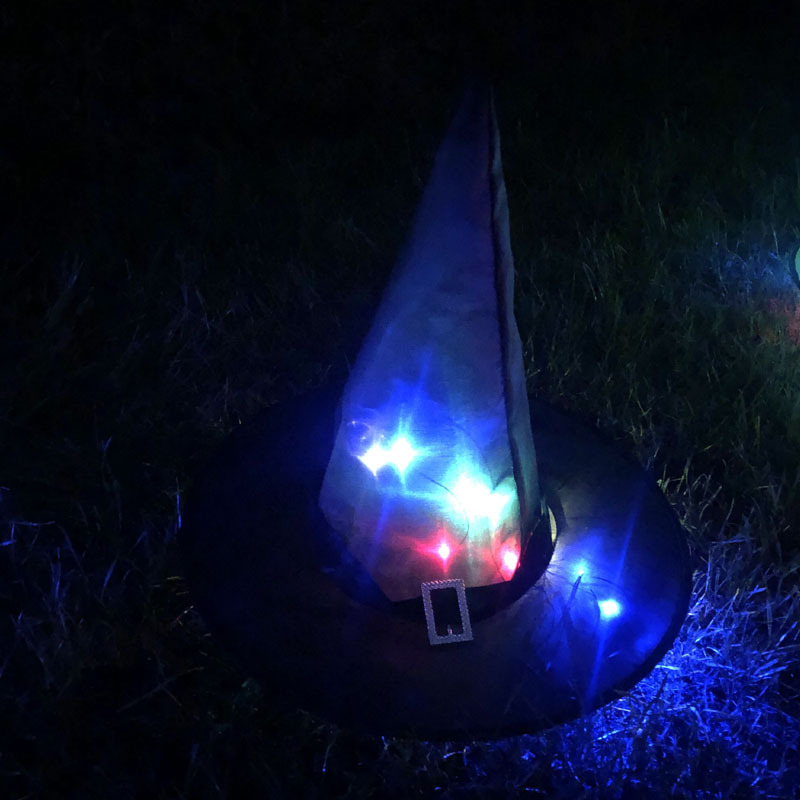 Halloween Oxford Cloth Witch Hat with Light Dance Party Decoration Supplies Led Glowing Witch Hat Wizard&#039;s Hat