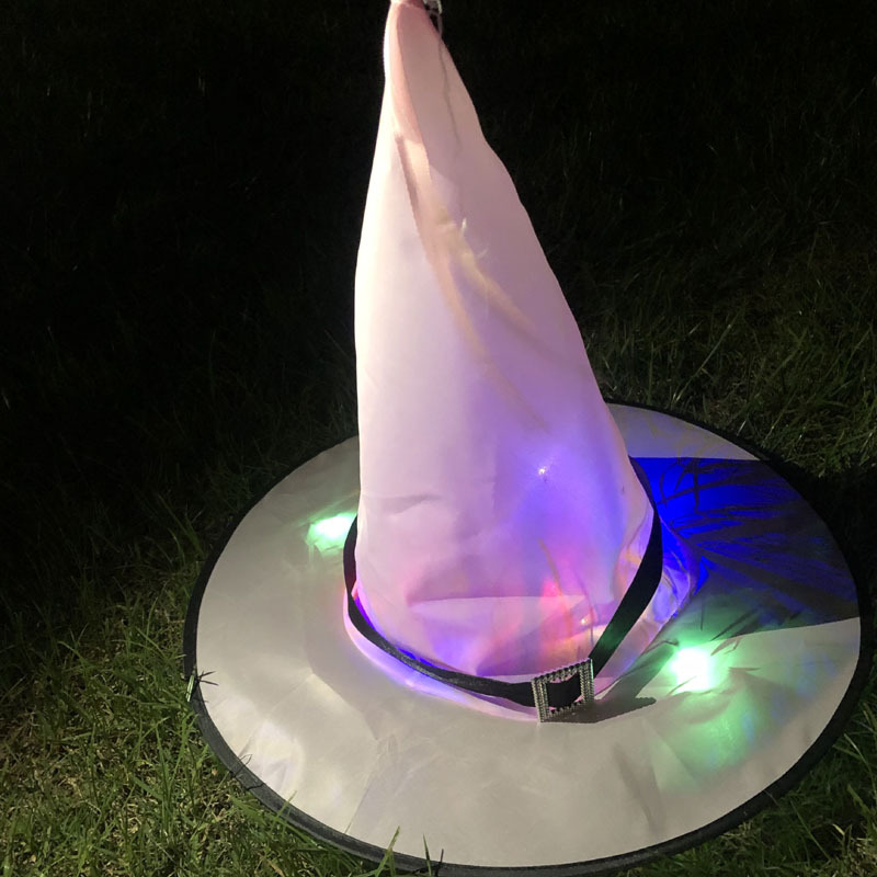 Halloween Oxford Cloth Witch Hat with Light Dance Party Decoration Supplies Led Glowing Witch Hat Wizard&#039;s Hat