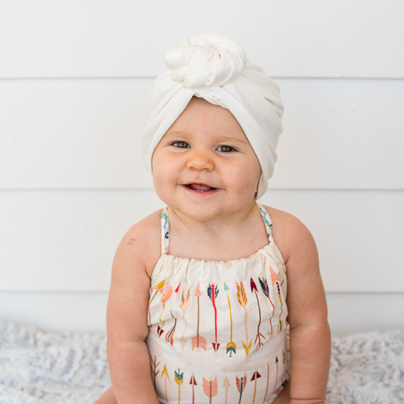 Foreign Trade New Baby Supplies Children&#039;s TamO&#039;Shanter Baby Solid Color Knotted Indian Sleeve Cap CrossBorder Exclusive