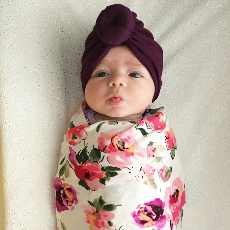 Foreign Trade New Baby Supplies Children&#039;s TamO&#039;Shanter Baby Solid Color Knotted Indian Sleeve Cap CrossBorder Exclusive