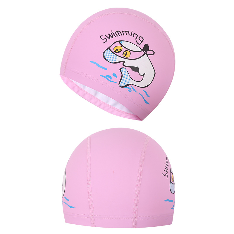 New Children&#039;s PU Coating Cartoon Swimming Cap Children&#039;s Swimming Cap Waterproof Ear Protection Pu Hat Dolphin Pattern