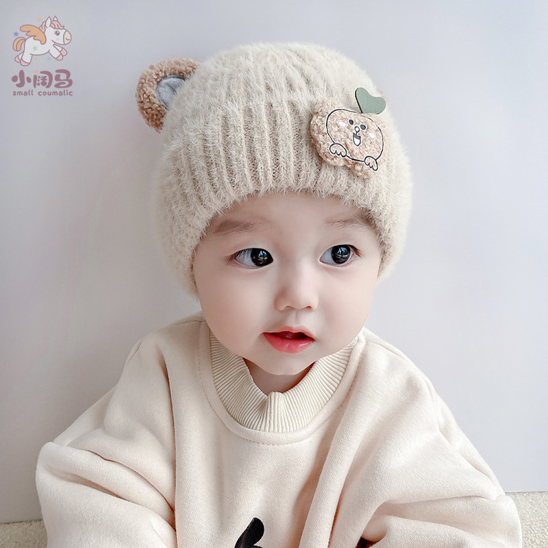 Children&#039;s cap  and Winter Pure Cotton Children Hat Baby Girl Cute Boy Korean Princess Girl Winter Woolen Hat