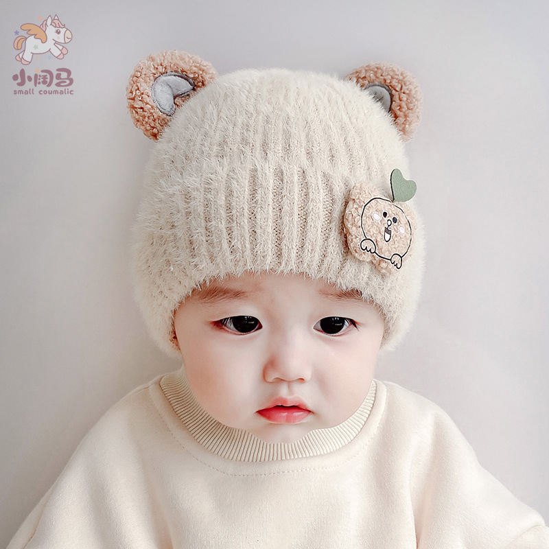 Children&#039;s cap  and Winter Pure Cotton Children Hat Baby Girl Cute Boy Korean Princess Girl Winter Woolen Hat