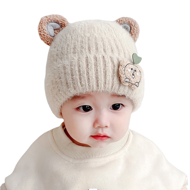 Children&#039;s cap  and Winter Pure Cotton Children Hat Baby Girl Cute Boy Korean Princess Girl Winter Woolen Hat