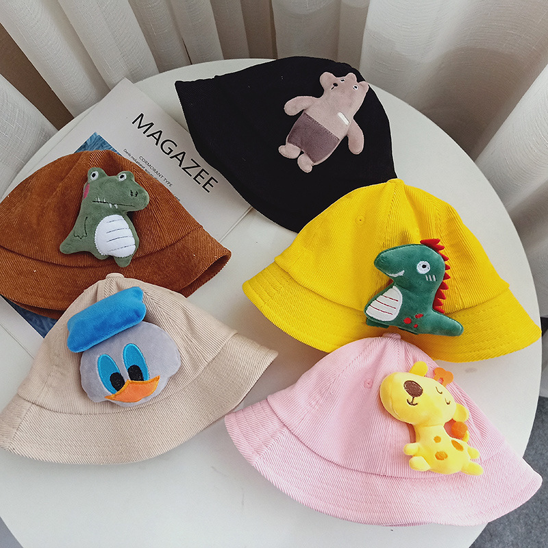  Hat Spring and Autumn Corduroy Boys and Girls Hat Winter Baby Basin Hat Kindergarten Group Purchase Children&#039;s cap
