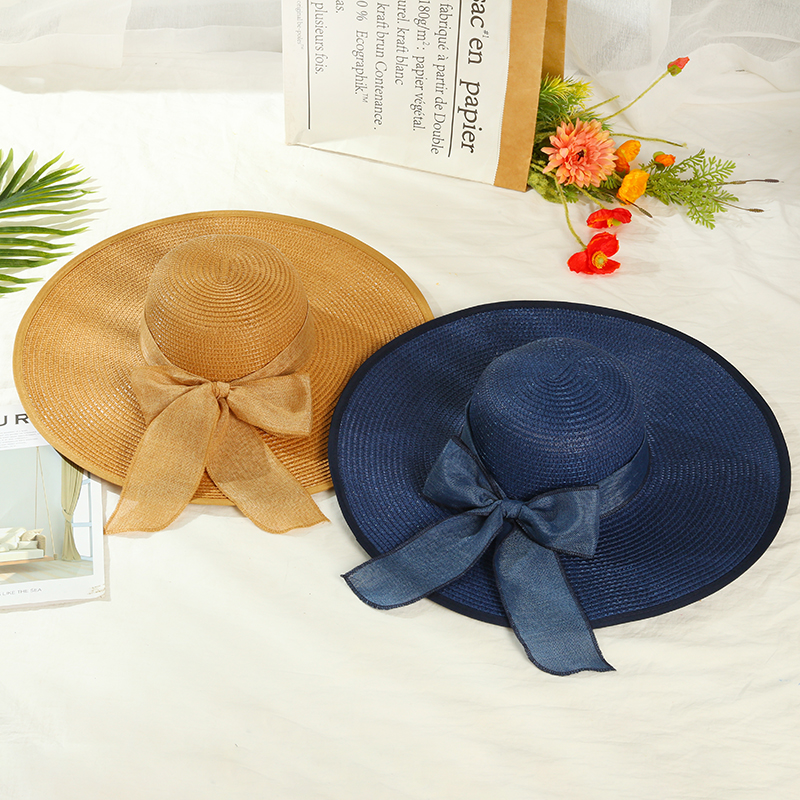 Summer hat straw hat bow-tie sun hat uv protection