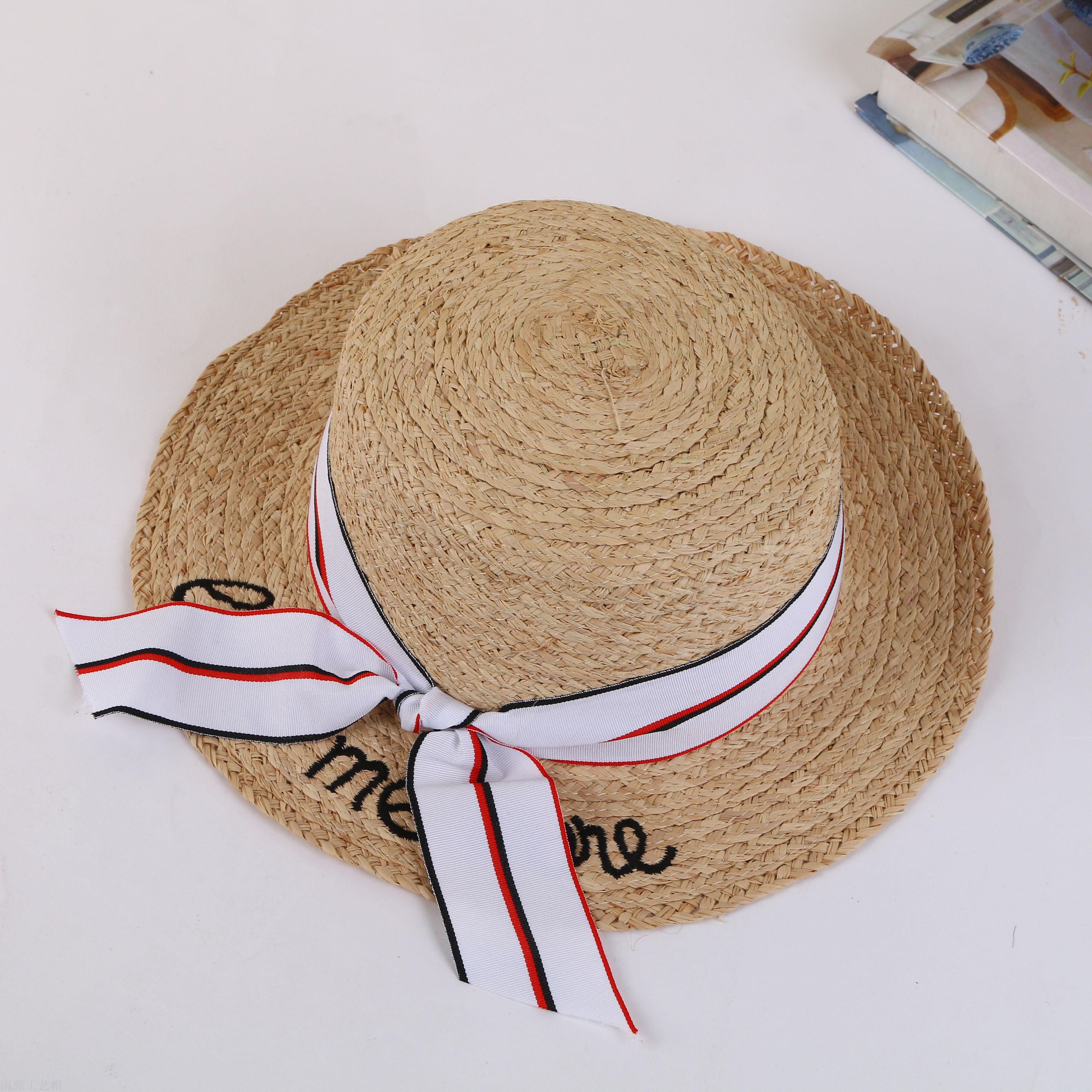  new straw hat naval wind sun protection double color splice wide along the flat edge single silk braid hat.
