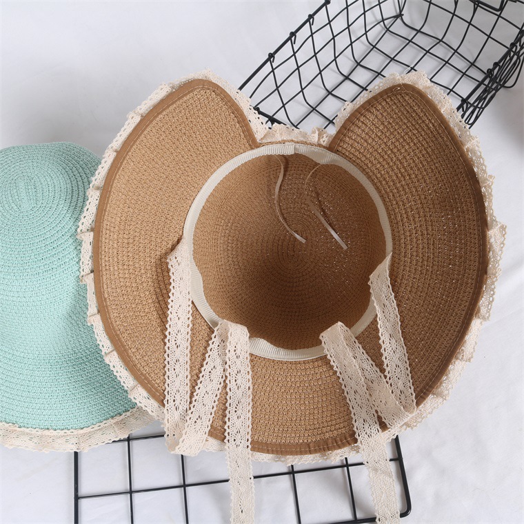 Summer Beach Hat Lace Straw Hat Women&#039;s Lace Sun Hat Sun Protection Travel Vacation Hat Summer Sun Hat Seaside