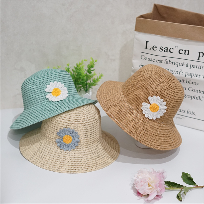 Summer Straw Hat New Parent-Child Sun Hat Sunscreen Large Brim Hat Children&#039;s Sun Fisherman Hat Basin Hat Bag Set