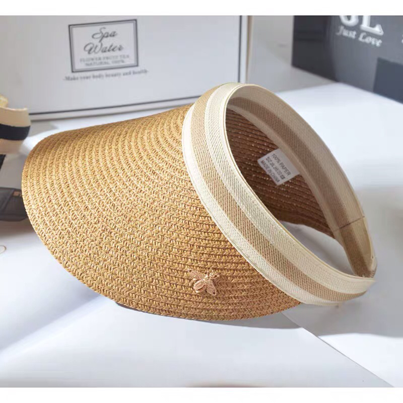 Hat Female Summer Korean Air Top Sunhat All-Matching Sun Hat Straw Parent-Child Straw Hat Leisure No Top Vacation Summer Hat