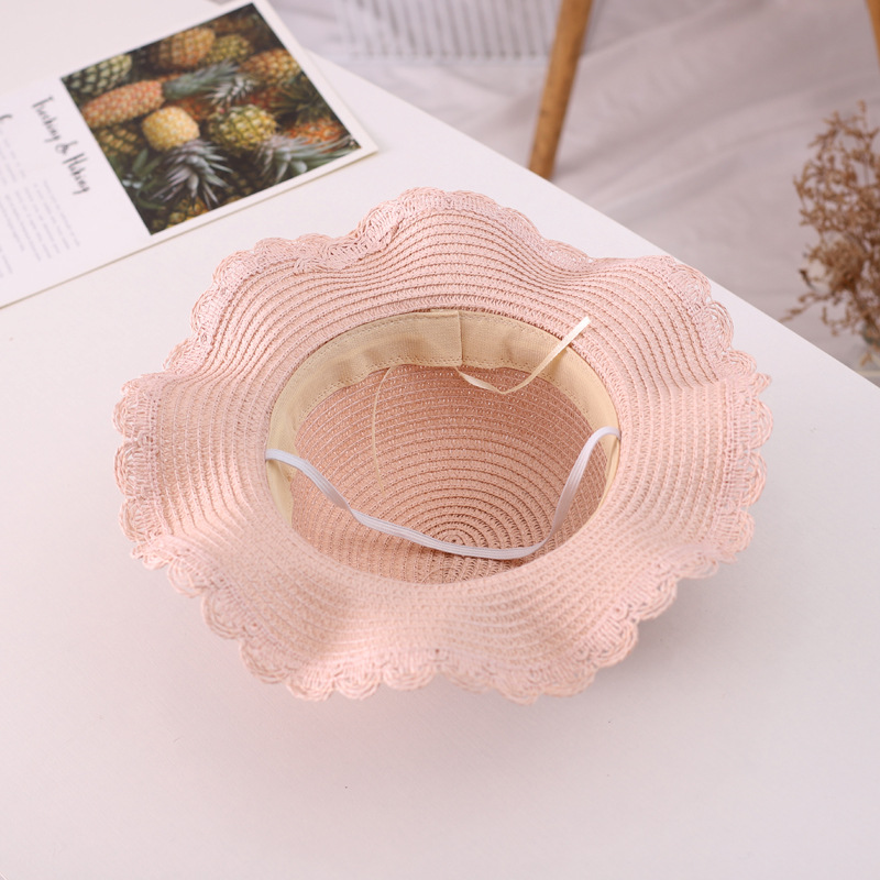 2020 New Flower Straw Hat Children&#039;s Summer Sun-Proof Baby Beach Hat Breathable All-Matching Children&#039;s Hat Bag
