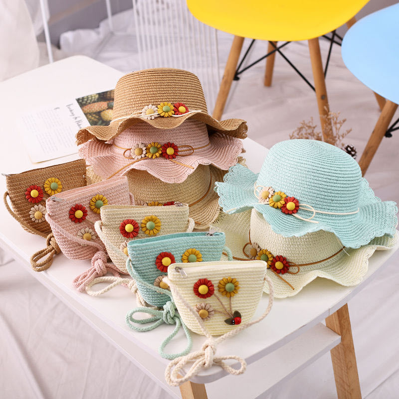 Stall Hot Supply Girl&#039;s Summer Sun Hat Princess Straw Hat Sun Hat Sun Hat Hat Bag