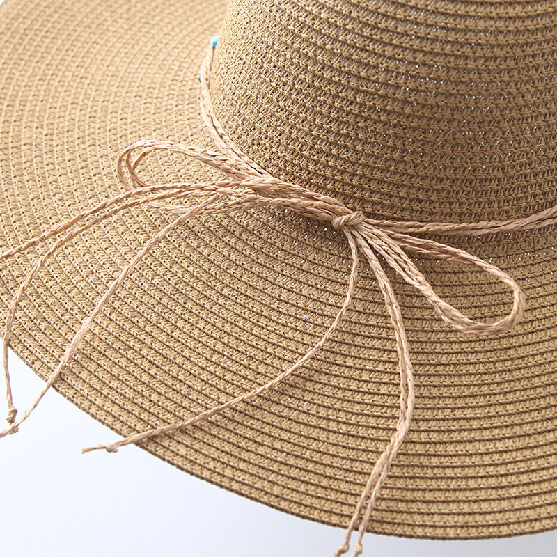 2019 New Straw Hat Women&#039;s Summer Outing Sun Hat Seaside Big Brim Beach Hat Sun Protection Sun Hat Wide Brim Customization