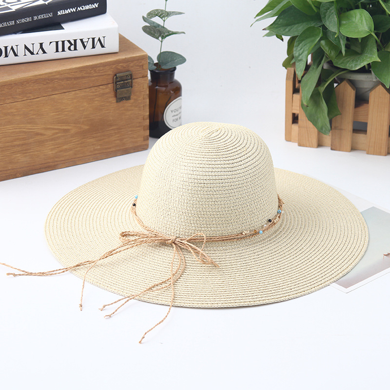 2019 New Straw Hat Women&#039;s Summer Outing Sun Hat Seaside Big Brim Beach Hat Sun Protection Sun Hat Wide Brim Customization
