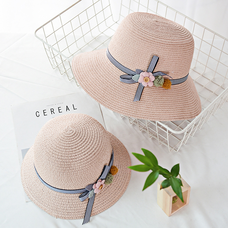 Summer Parent-Child Fisherman Hat Korean Sun Protection Sun Hat Foldable Sun Hat Flower Girl&#039;s Straw Hat