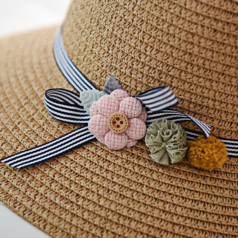 Summer Parent-Child Fisherman Hat Korean Sun Protection Sun Hat Foldable Sun Hat Flower Girl&#039;s Straw Hat
