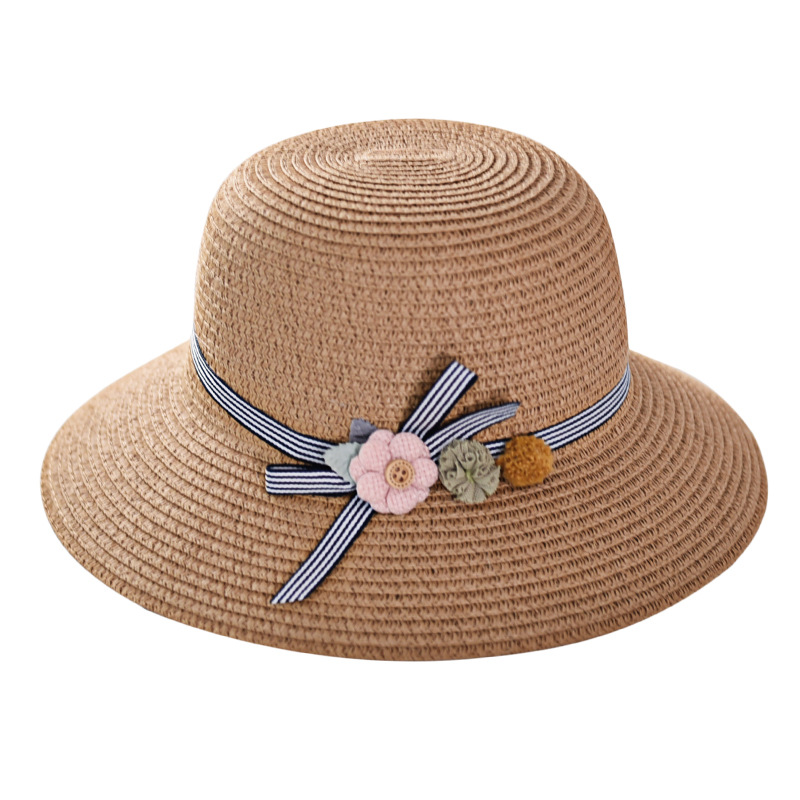 Summer Parent-Child Fisherman Hat Korean Sun Protection Sun Hat Foldable Sun Hat Flower Girl&#039;s Straw Hat
