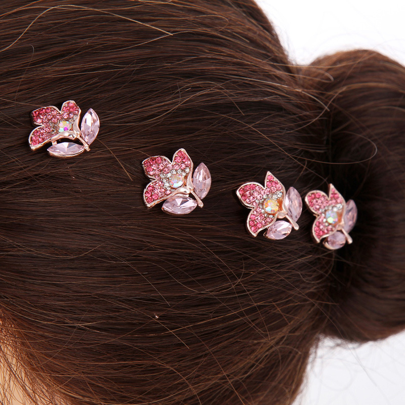  Braided Hair Accessories Pin Clip Headwear Small Hairpin Crystal Flowers Hair Plug Tie up the Hair U BarrettesU hairpin