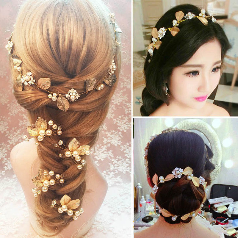 Style Hair Plug Updo U-Shaped Plug Simple Fashionable Golden Leaves Hair Clasp Bride Hairpin Hair Clip Hairpin U hairpin