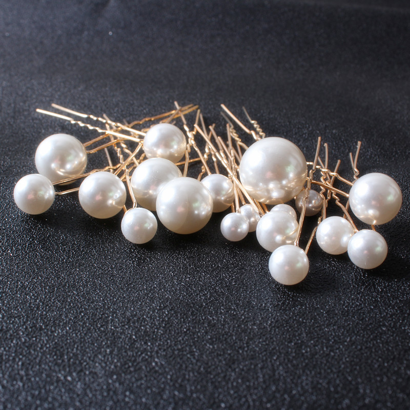 Hot Sale Hair Accessories Pearl U-Shaped Barrettes Updo Hairpin Large and Small Pearls Bridal Headdress