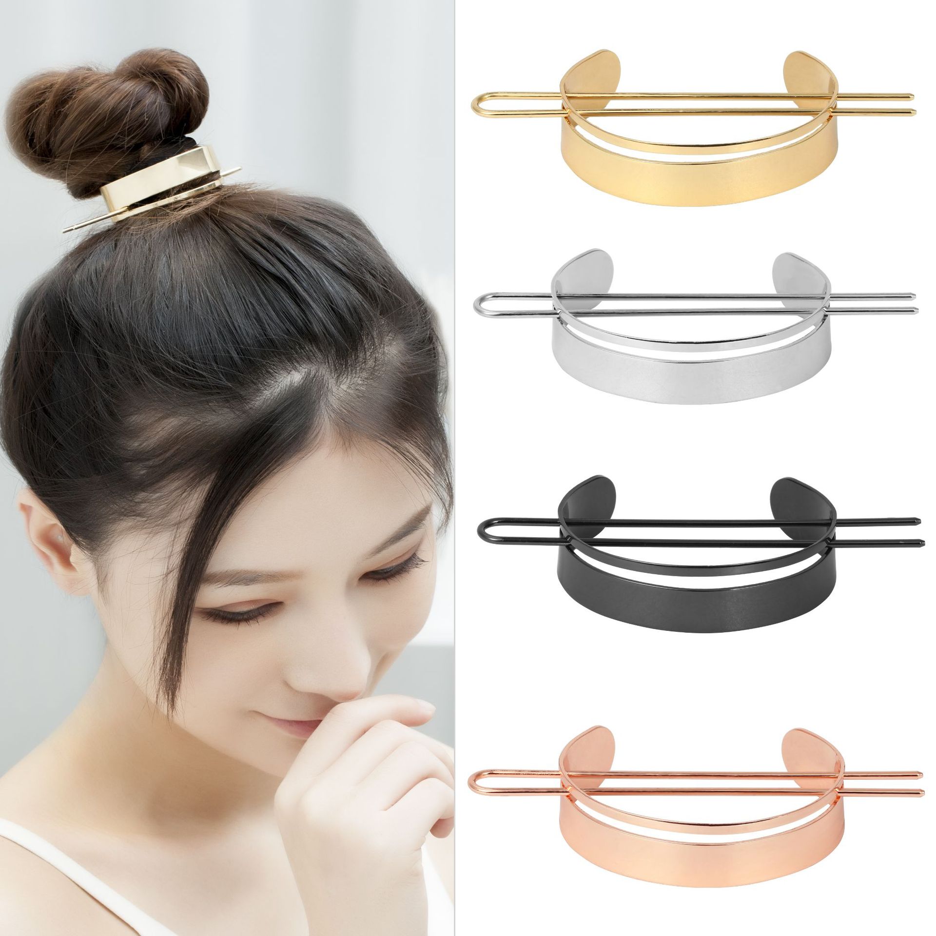Amazon New Glossy Hairpin Half Circle Metal Simplicity U-Shaped Hair Clasp Cross-Border Updo Hair Plug Manufacturer