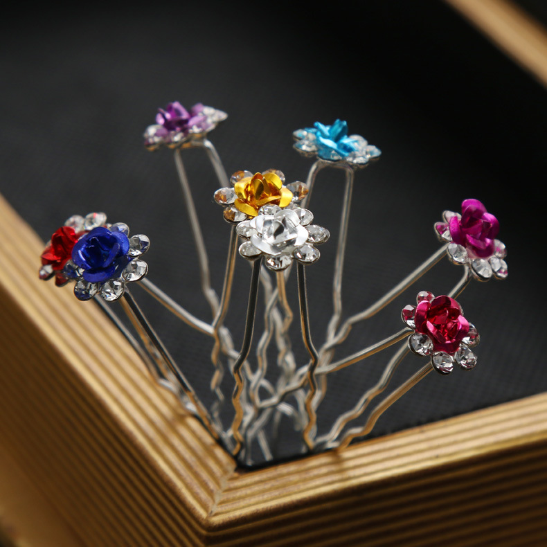 European and American Bride Headdress U-Shaped Pin Pearl Rhinestone Zircon Flower Women&#039;s Hairpin Updo Hair Accessories Hairpin