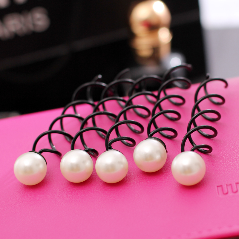Fixed head meatball head hair tool pearl type U helical hairpin clip 2 yuan shop headdress