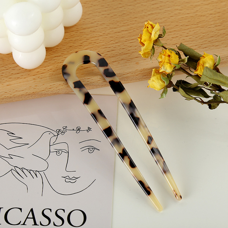 Jianzhi Cellulose Acetate Sheet U-Shaped Hairpin Vintage Kimono Headdress Updo Women&#039;s Hair Accessories Hawksbill Hairpin Hot-Selling Headdress
