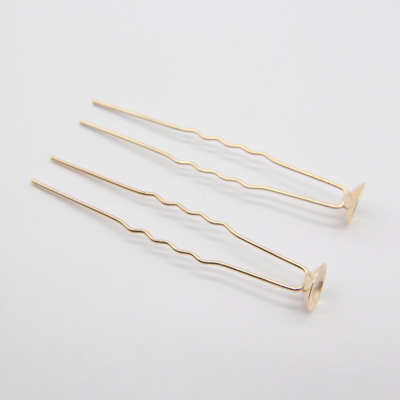 Korean Style U-Shaped Hairpin Bridal Headdress Updo Tools Hair Accessory Golden Tape Tray 6cmu-Shaped Clip U hairpin